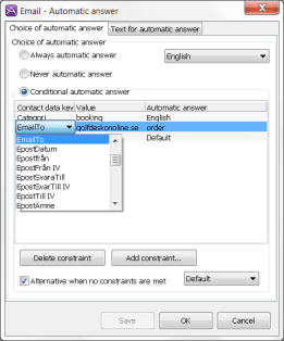 Automatic answer cont data key